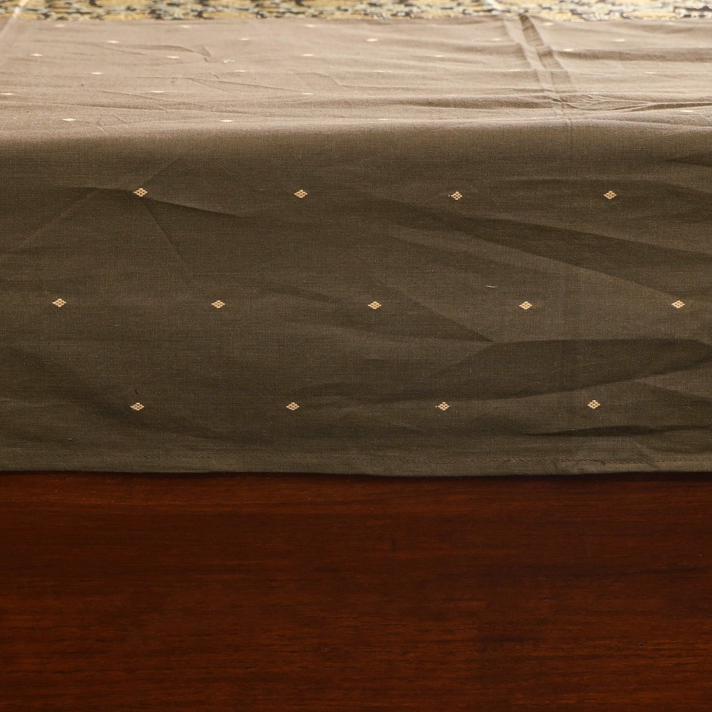 Brown Jacquard with Ajrakh Modal Silk Patch Cotton Bedsheet Set