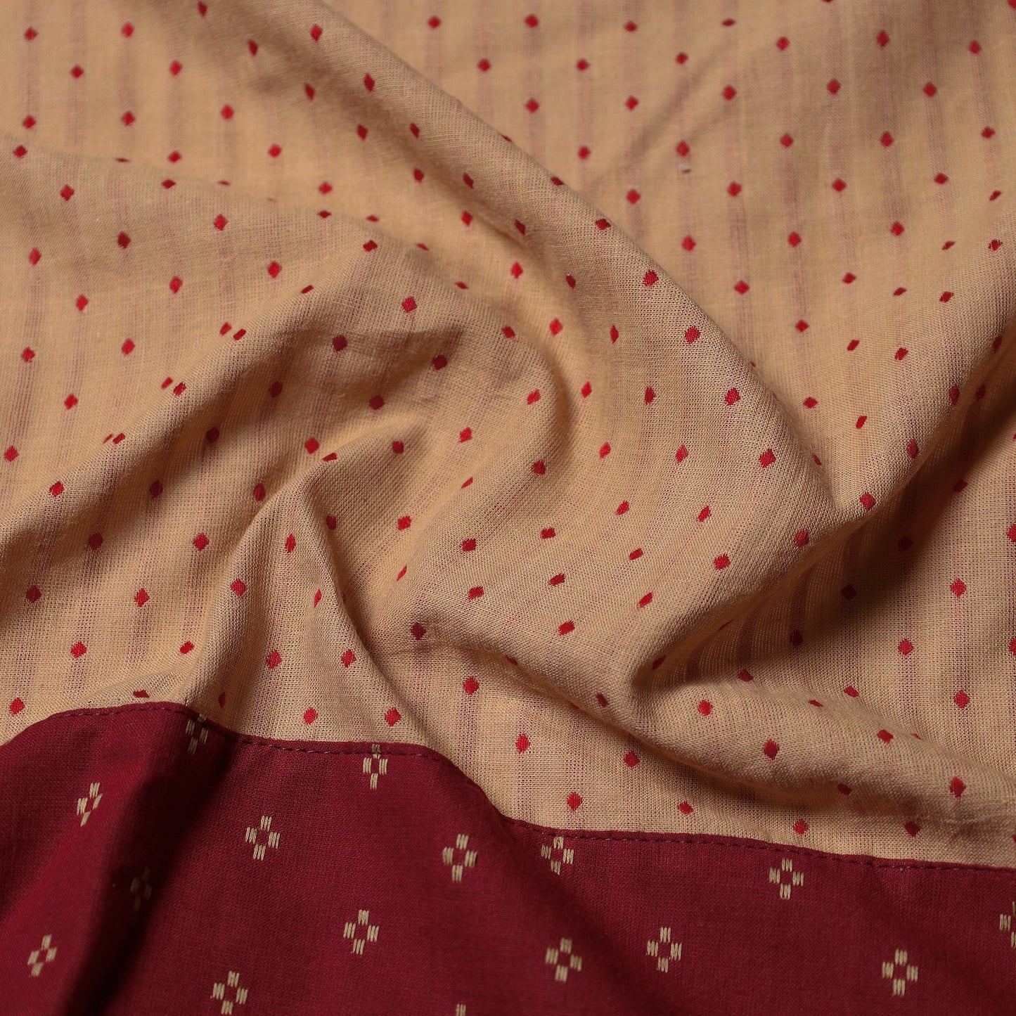 Brown - jacquard cotton blouse piece 10 - handcrafted