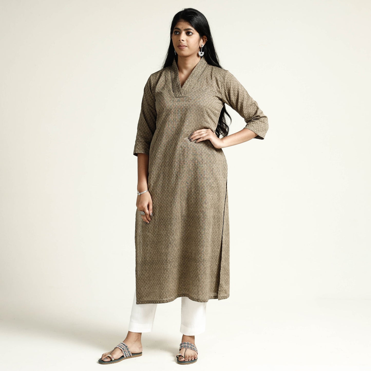 Buy Jacquard Cotton Long Kurta Online l iTokri.com