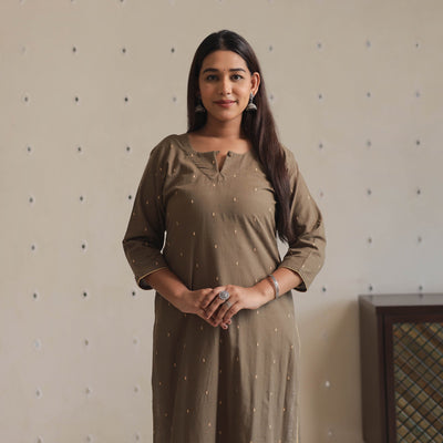  Jacquard Cotton Straight Kurta for Women