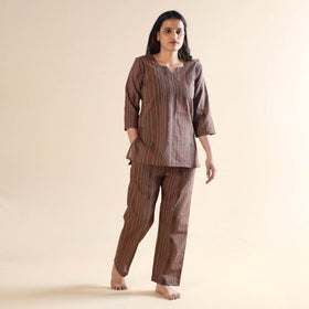 Buy Jacquard Cotton Top & Pyjama Night Suit Set Online at iTokri.com