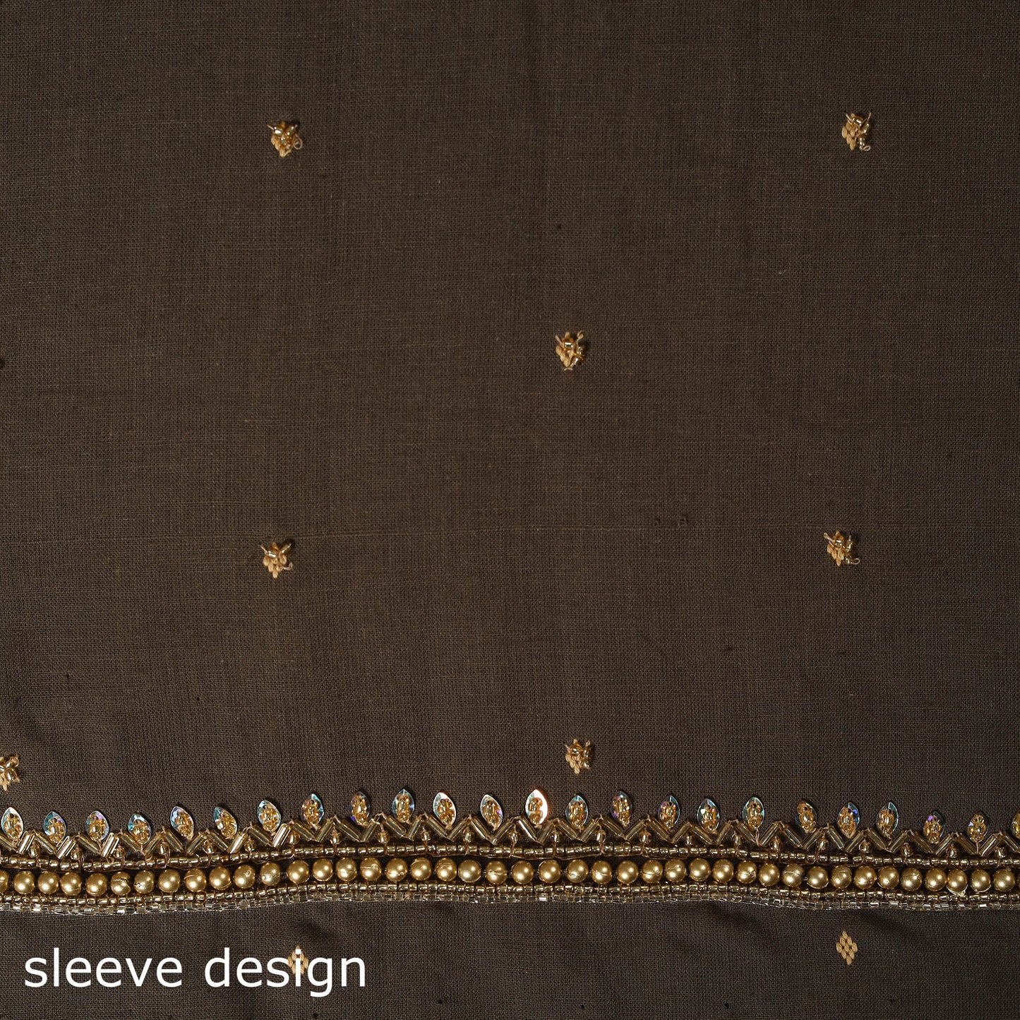 Brown - jacquard hand embroidery cotton blouse piece 12
