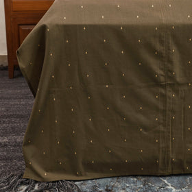 Brown Jacquard with Ajrakh Modal Silk Patch Cotton Bedsheet Set