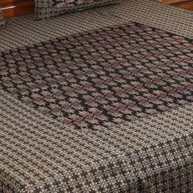 Brown Jacquard with Ajrakh Modal Silk Patch Cotton Bedsheet Set
