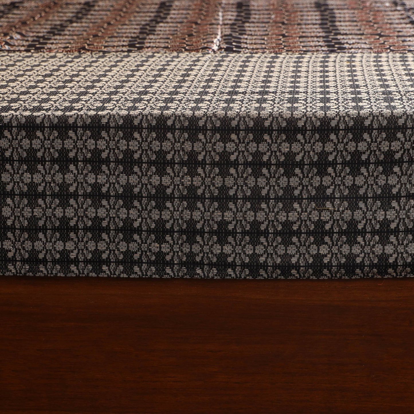 Brown Jacquard with Ajrakh Modal Silk Patch Cotton Bedsheet Set