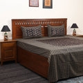 Brown Jacquard with Ajrakh Modal Silk Patch Cotton Bedsheet Set