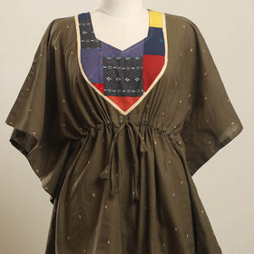 Buy Brown Jacquard Mosaic Fusion Cotton Kaftan