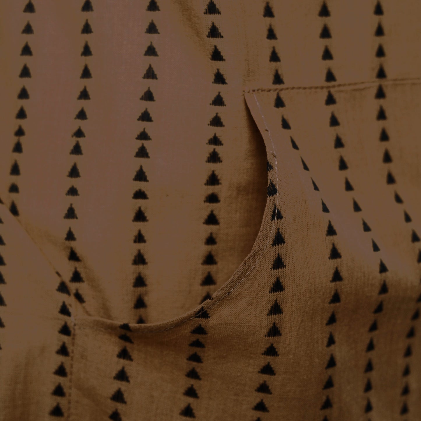 Brown - jacquard weave cotton apron with pocket 07