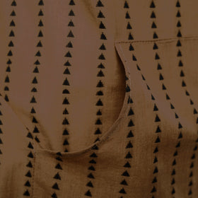 Brown - jacquard weave cotton apron with pocket 07