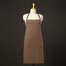 Brown - jacquard weave cotton apron with pocket 07