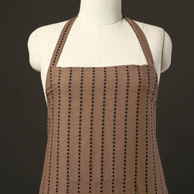 Brown - jacquard weave cotton apron with pocket 07