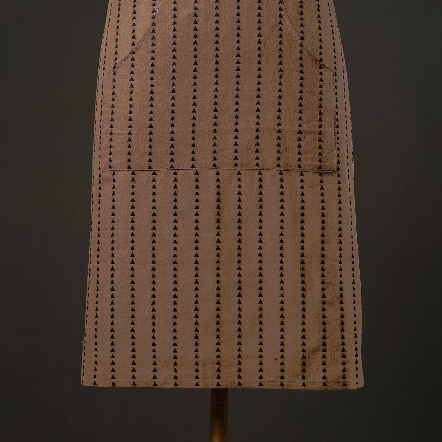 Brown - jacquard weave cotton apron with pocket 07