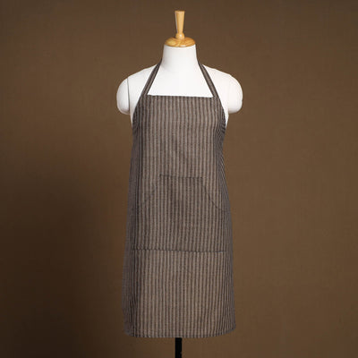 Brown Jacquard Weave Cotton Apron with Pocket