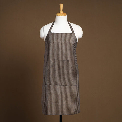 Brown Jacquard Weave Cotton Apron with Pocket