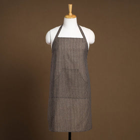 Brown Jacquard Weave Cotton Apron with Pocket