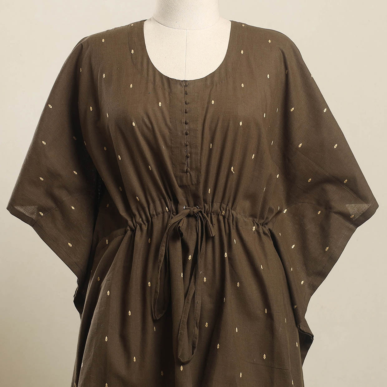 Buy Brown Jacquard Weave Cotton Kaftan