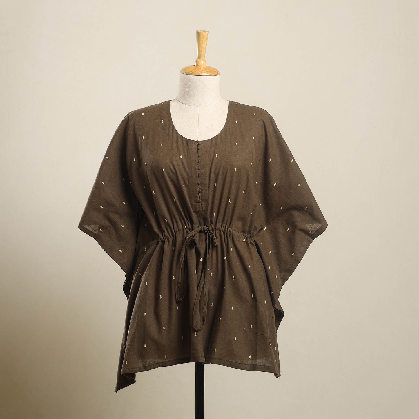 Buy Brown Jacquard Weave Cotton Kaftan