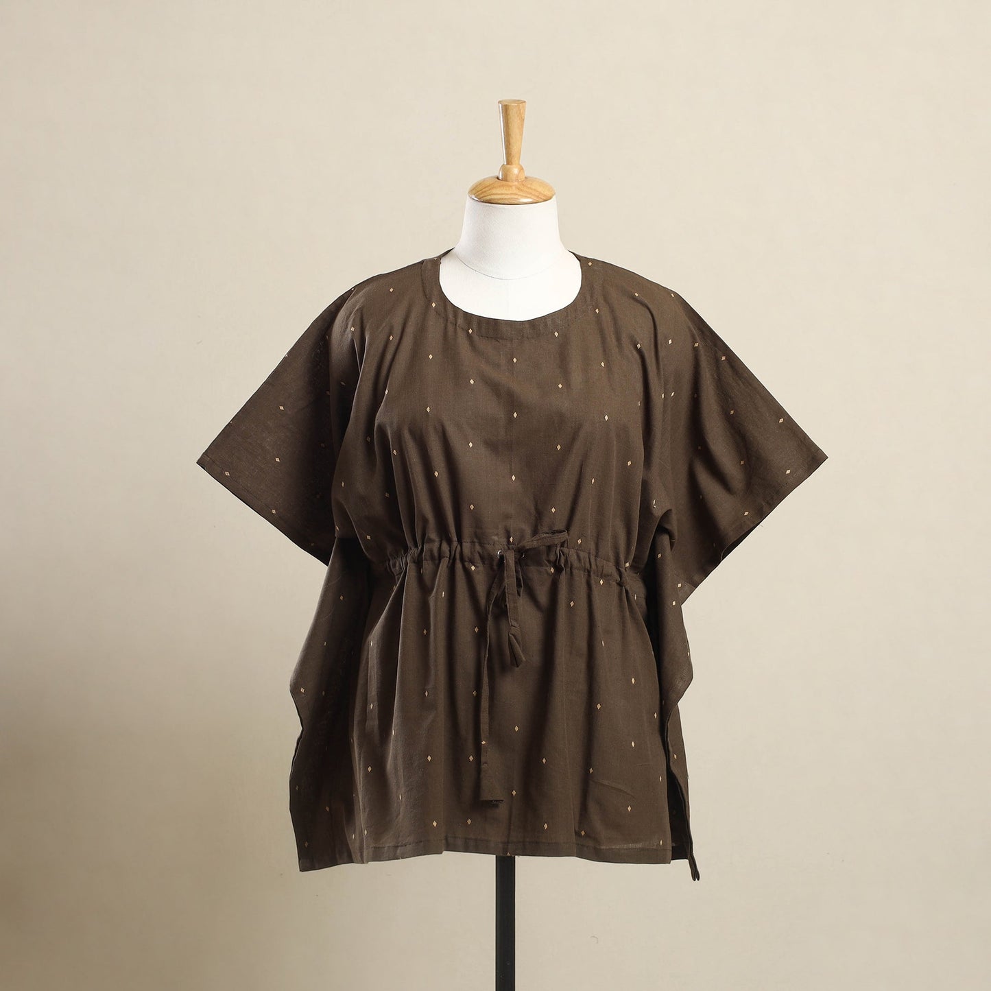 Buy Brown Jacquard Weave Cotton Kaftan 