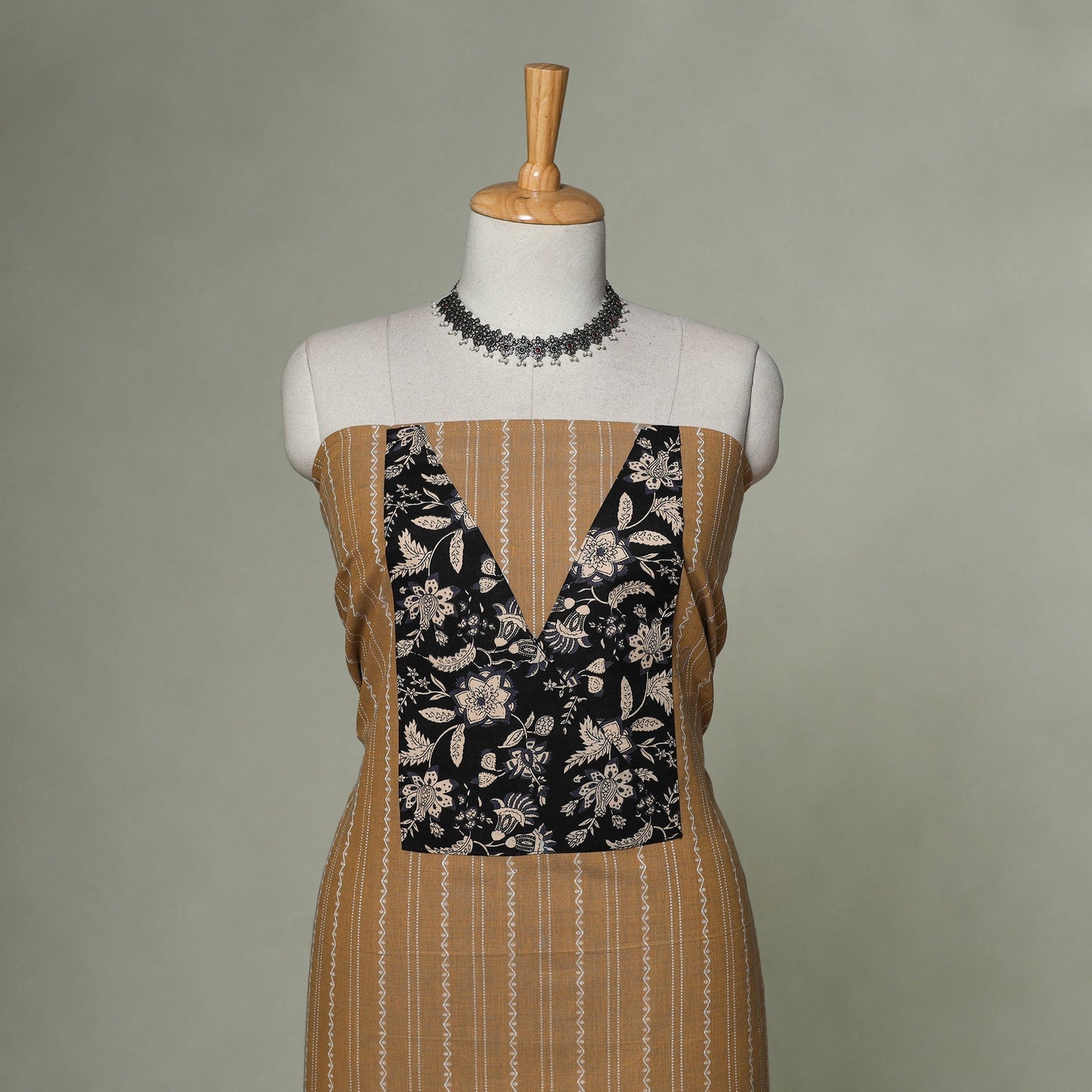 Jacquard weave cotton patchwork unstitched kurta material