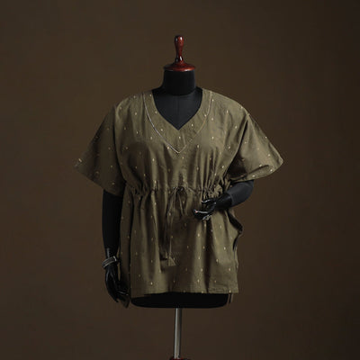 Jacquard weave gota work cotton kaftan (short) 07