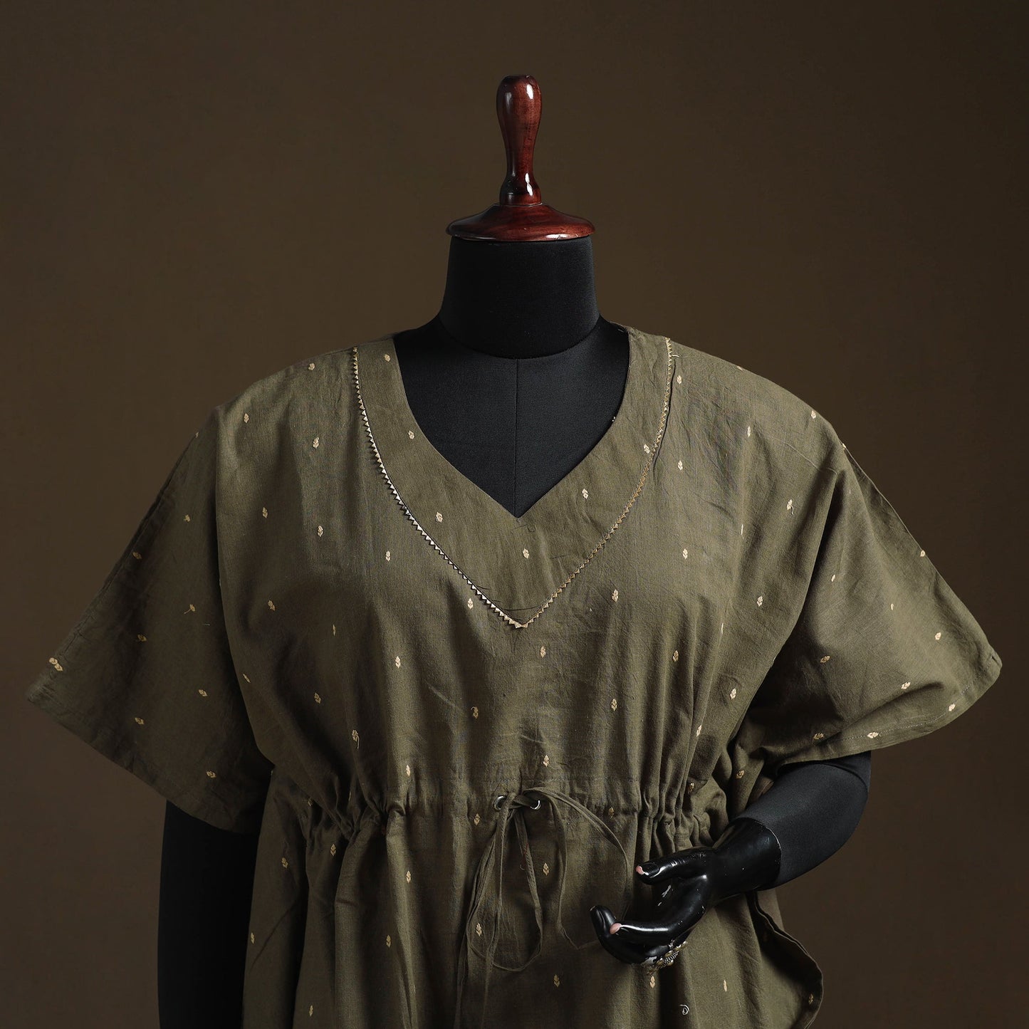 Jacquard weave gota work cotton kaftan (short) 07