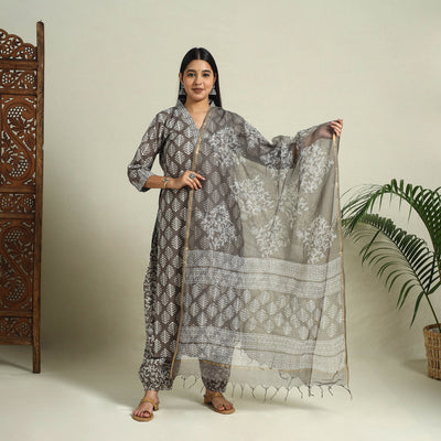 Buy Brown Jaipur Print Cotton Kurta Set