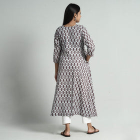 Brown Jaipur Screen Printed Patchwork Cotton Long Kurta
