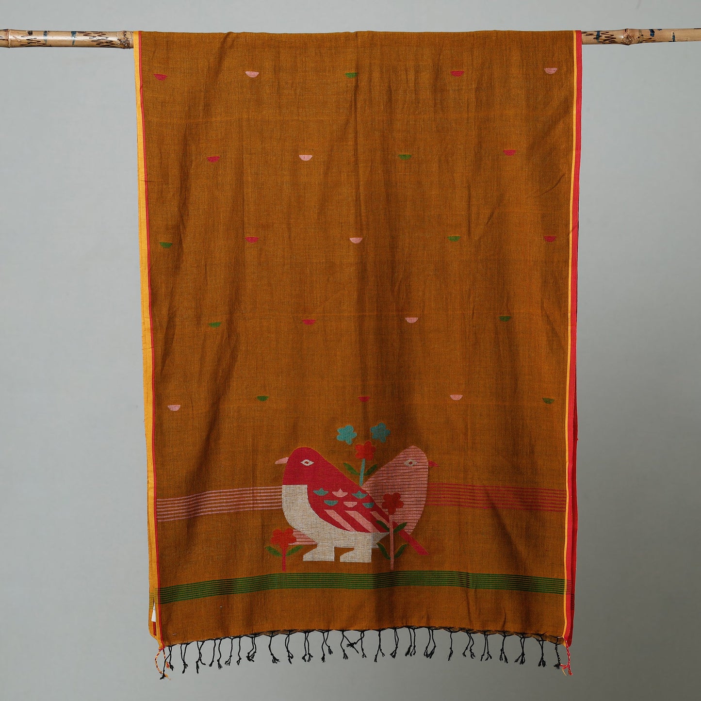  Jamdani Handloom Cotton Stole with Tassels 