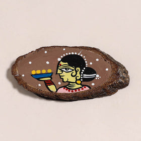 Jamini roy handpainted wooden fridge magnet 23 - handcrafted
