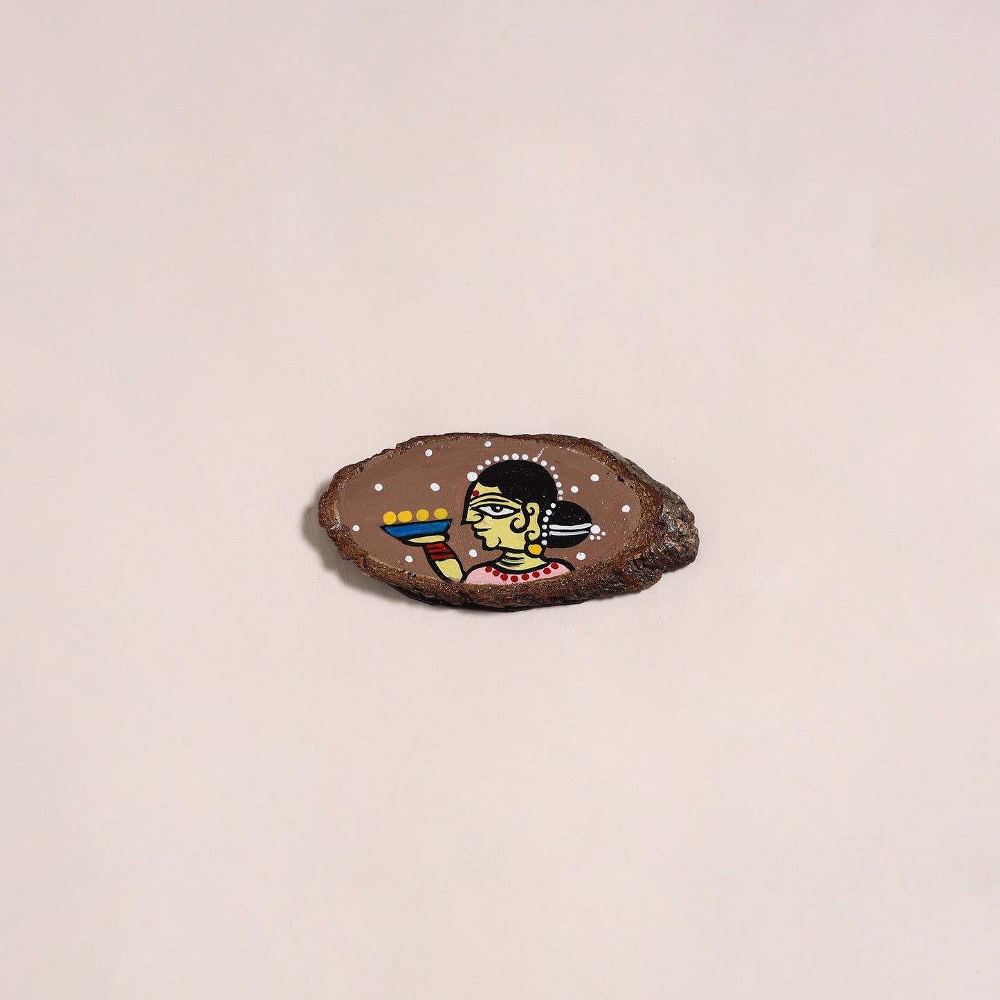 Jamini roy handpainted wooden fridge magnet 23 - handcrafted