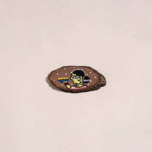 Jamini roy handpainted wooden fridge magnet 23 - handcrafted