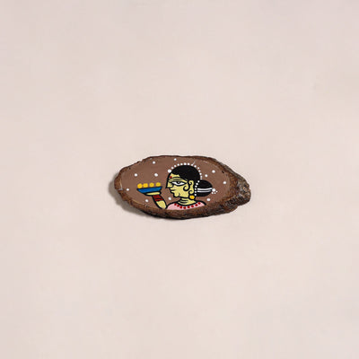 Jamini roy handpainted wooden fridge magnet 23 - handcrafted