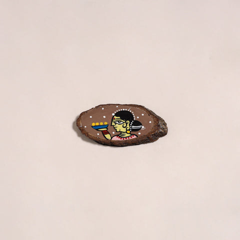 Jamini roy handpainted wooden fridge magnet 23 - handcrafted