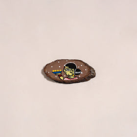 Jamini roy handpainted wooden fridge magnet 23 - handcrafted