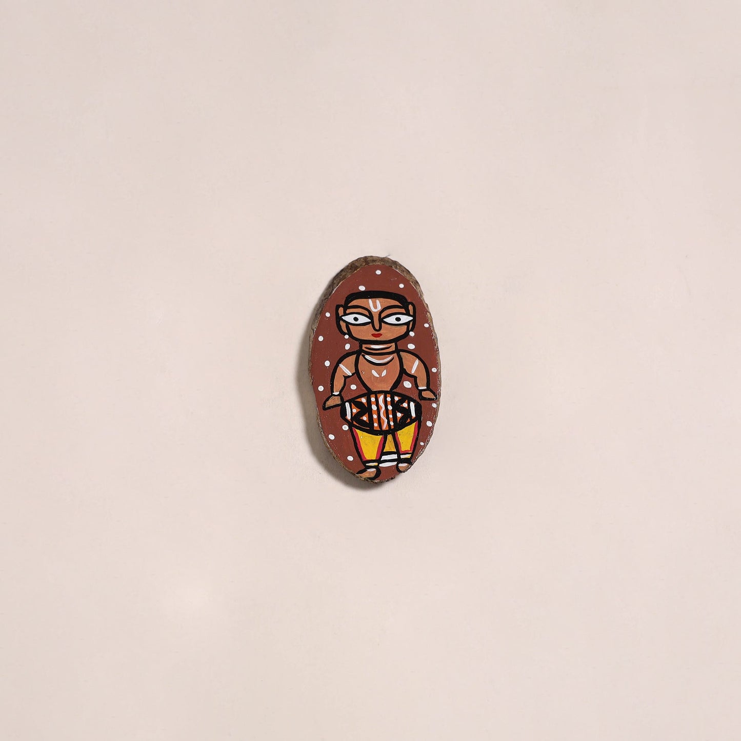 Jamini roy handpainted wooden fridge magnet 25 - handcrafted
