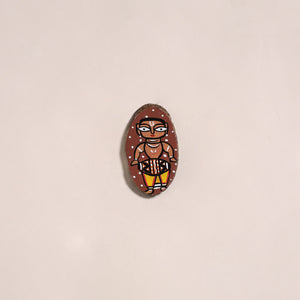 Jamini roy handpainted wooden fridge magnet 25 - handcrafted