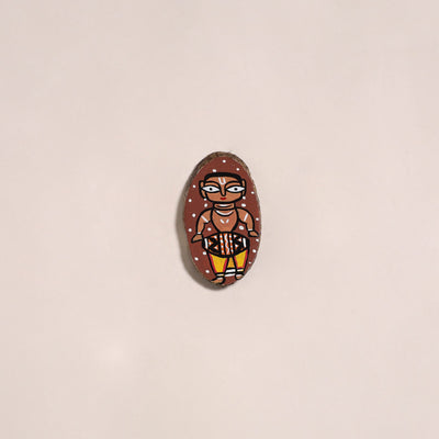 Jamini roy handpainted wooden fridge magnet 25 - handcrafted