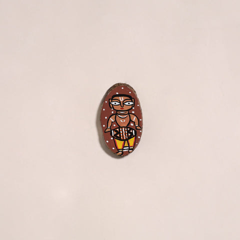 Jamini roy handpainted wooden fridge magnet 25 - handcrafted