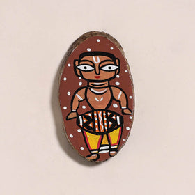 Jamini roy handpainted wooden fridge magnet 25 - handcrafted