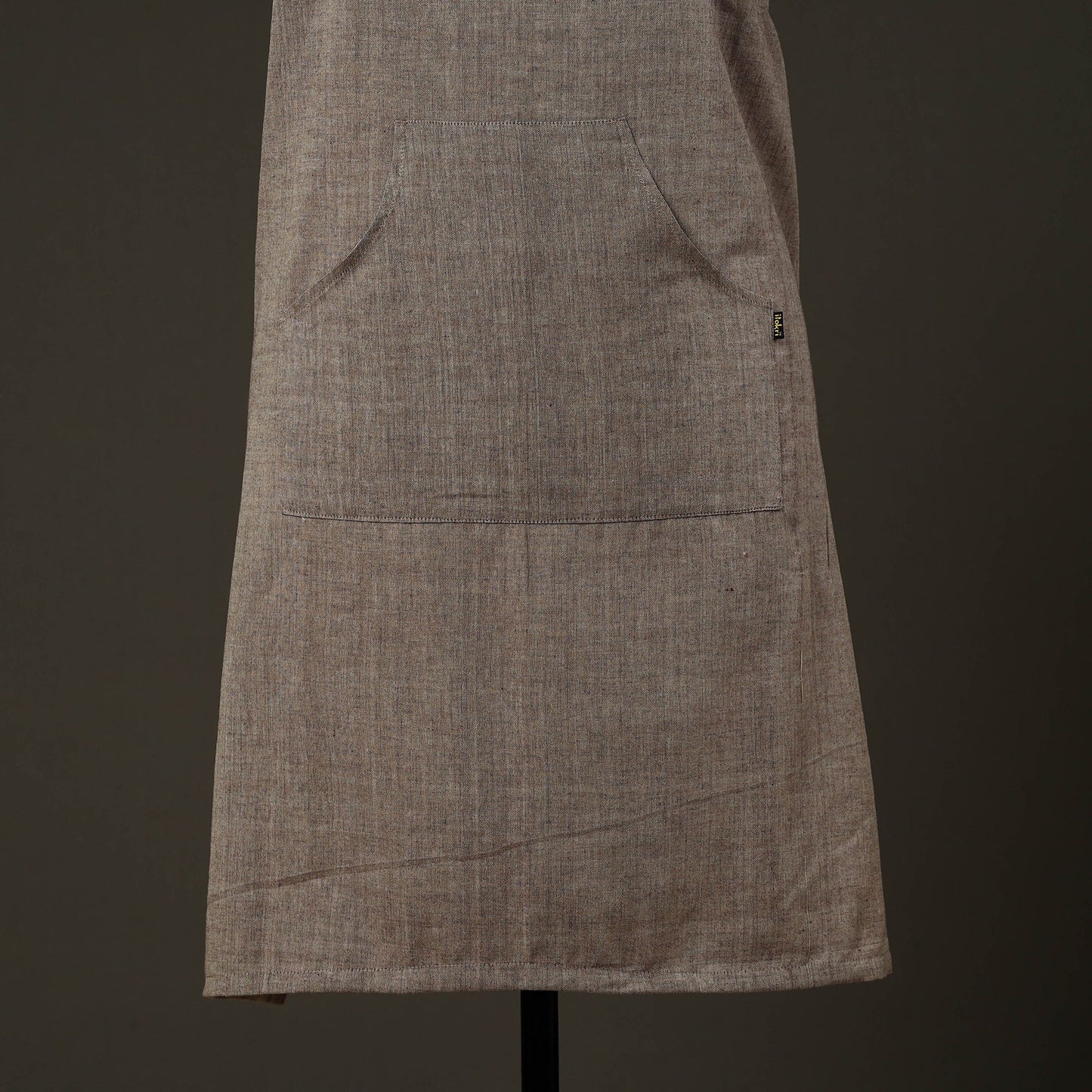 Brown - jhiri handloom cotton apron with pocket 36