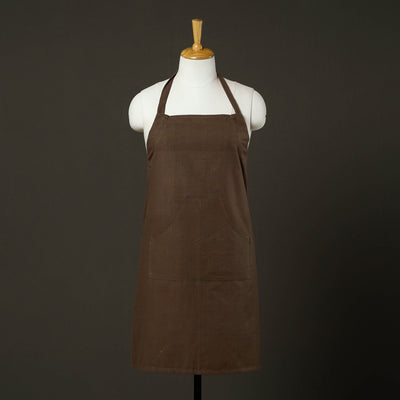 Brown - jhiri handloom cotton apron with pocket 42