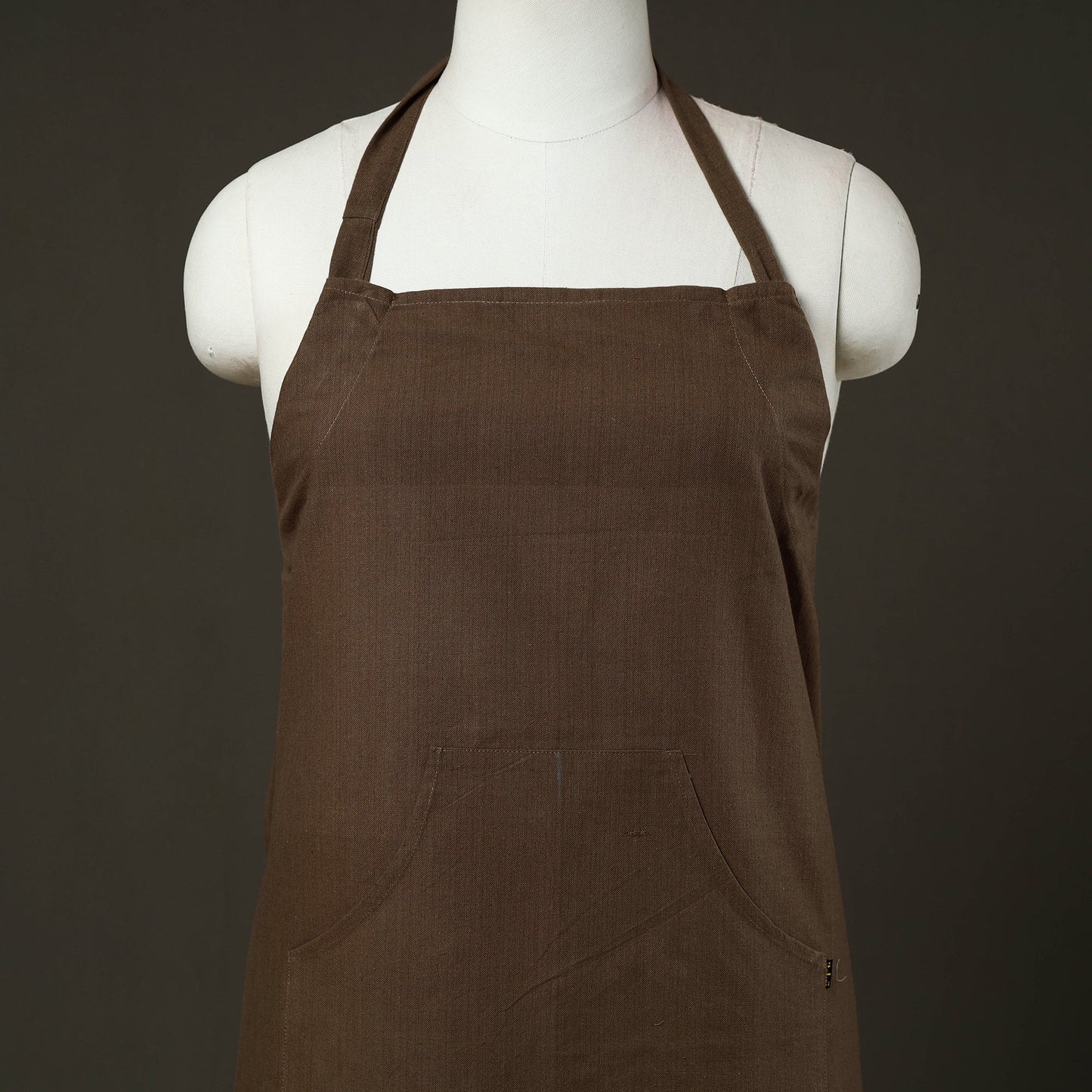 Brown - jhiri handloom cotton apron with pocket 42