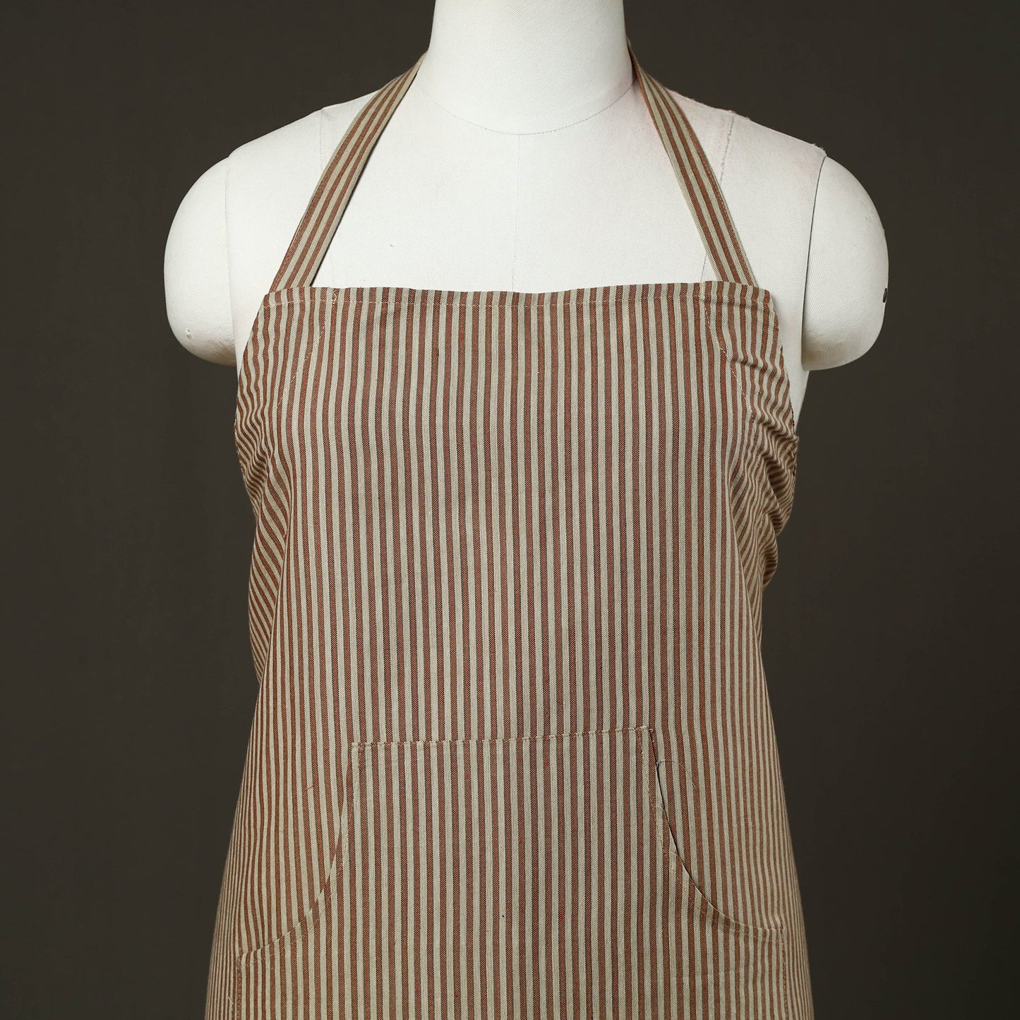 Brown - jhiri handloom cotton apron with pocket 45