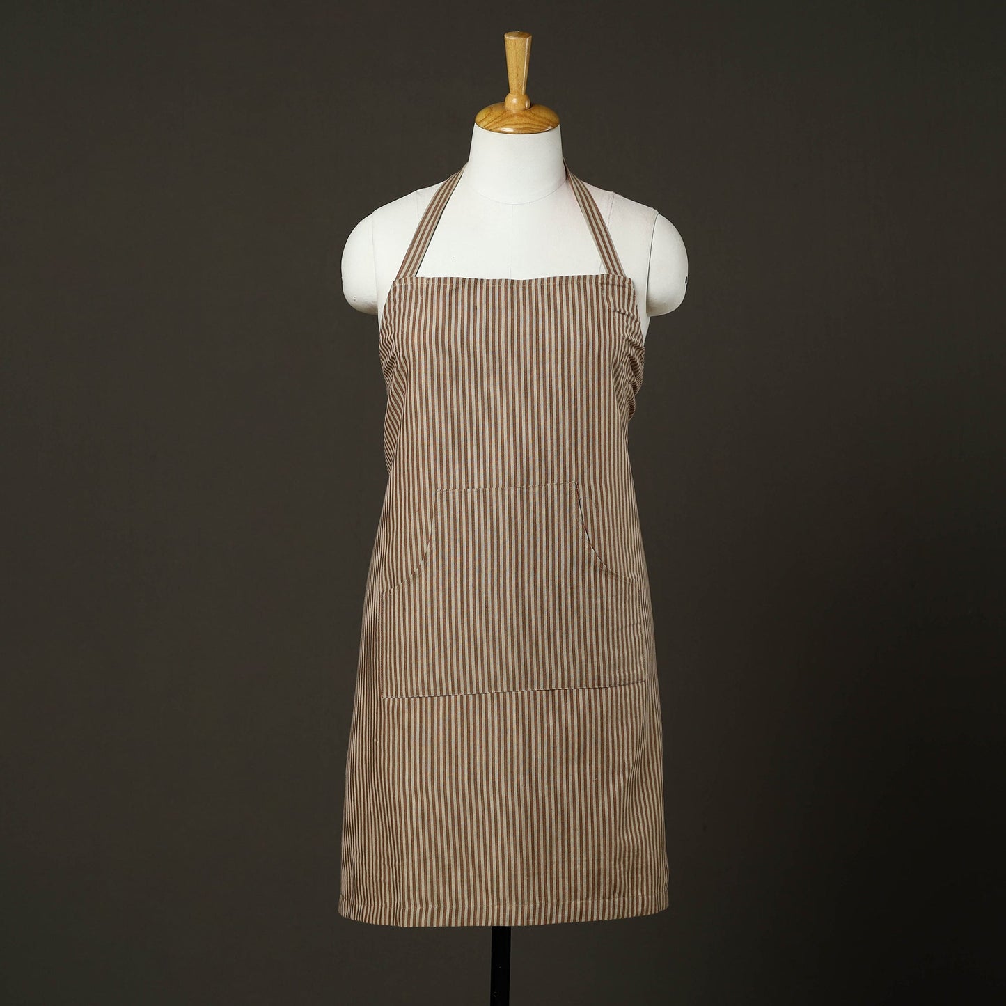 Brown - jhiri handloom cotton apron with pocket 45