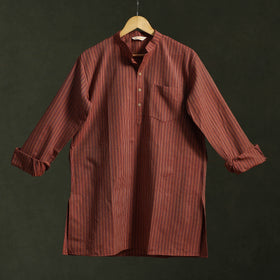 Jhiri handloom cotton short kurta for men 13 - handcrafted