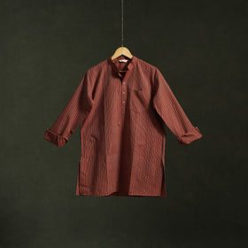 Jhiri handloom cotton short kurta for men 13 - handcrafted