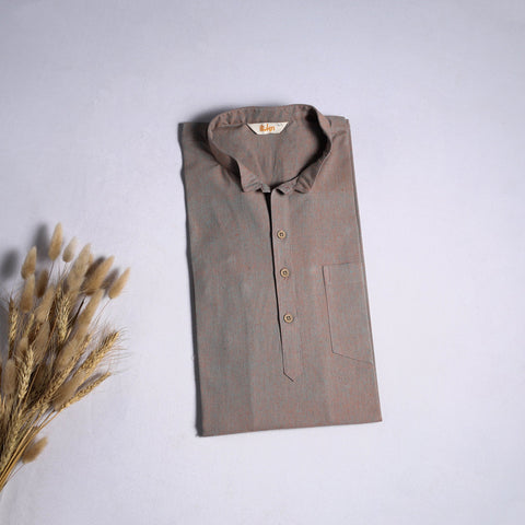 Jhiri handloom cotton short kurta for men 14 - handcrafted