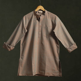 Jhiri handloom cotton short kurta for men 14 - handcrafted