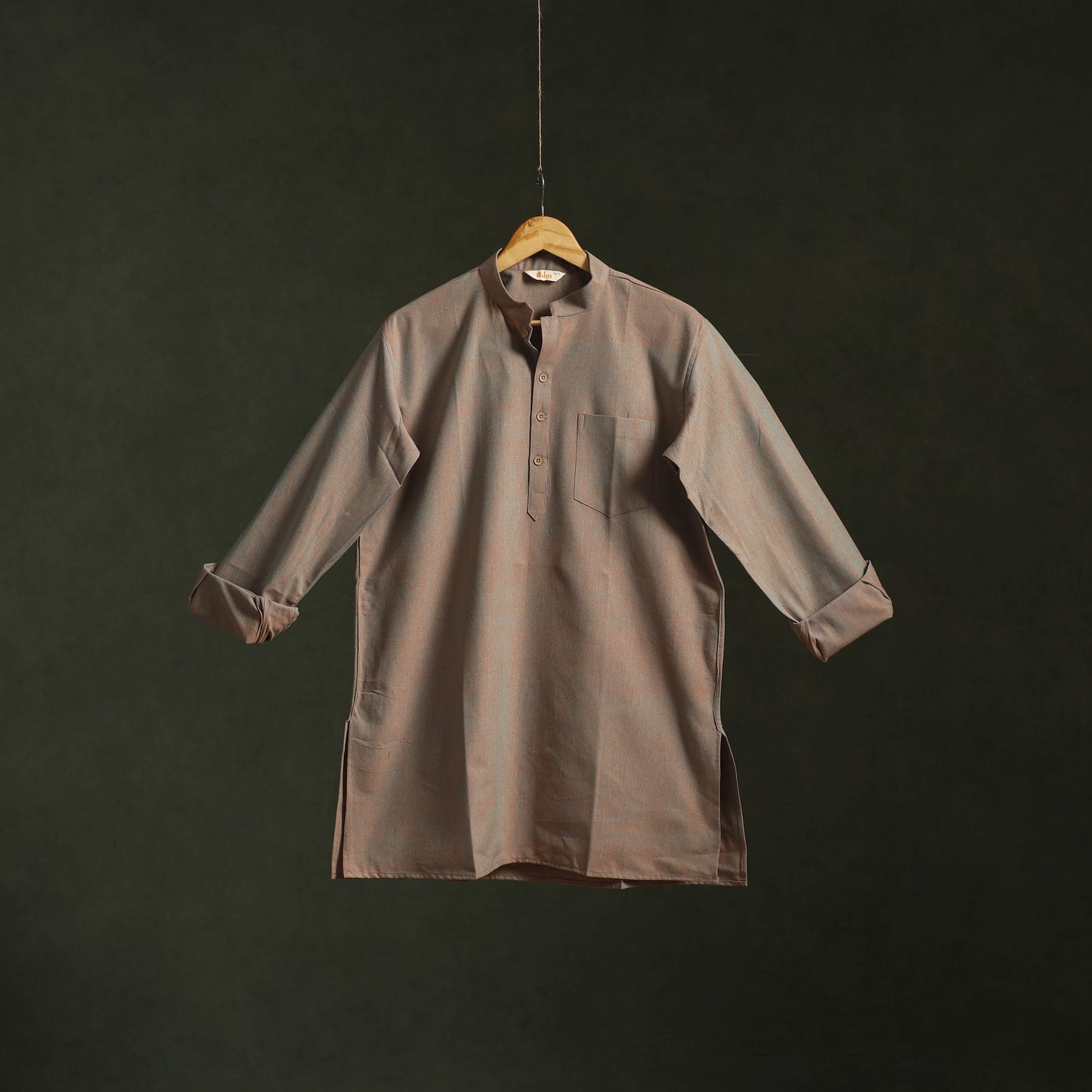 Jhiri handloom cotton short kurta for men 14 - handcrafted