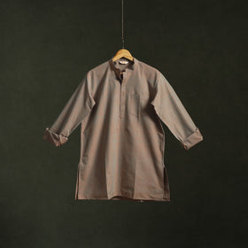 Jhiri handloom cotton short kurta for men 14 - handcrafted
